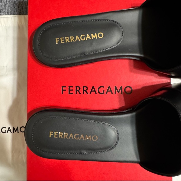 Ferragamo Priscilla Slip On Open Toe Slide Sandal in Black - Picture 10 of 16